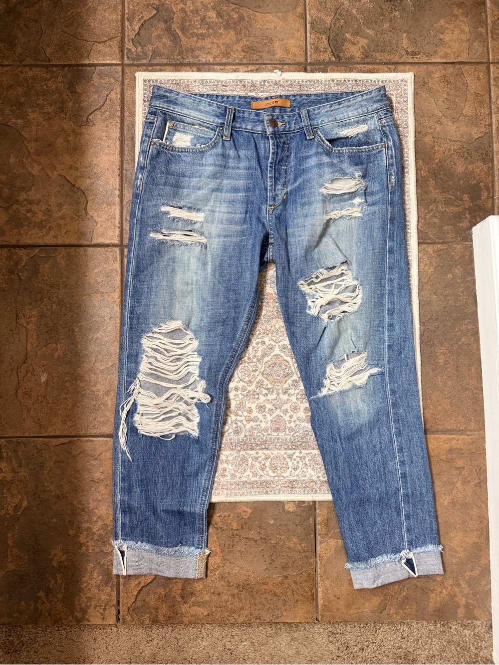 Joe's Jeans Distressed Light Blue Relaxed Ankle Jeans